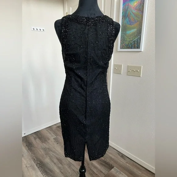 Laurence Kazar Beaded Cocktail Formal Silk Dress - Picture 4 of 11